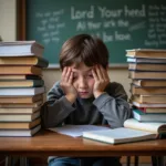 A student looking stressed while studying