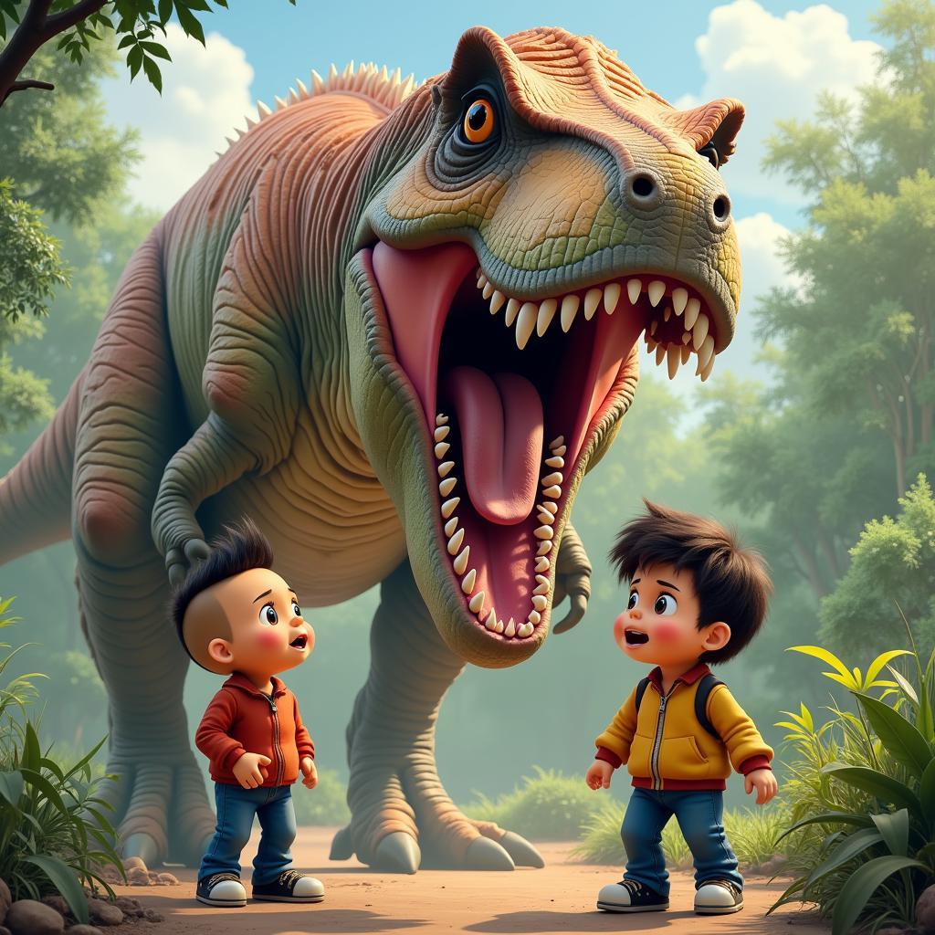 Ernie và Riley đối mặt với Tyrannosaurus Rex