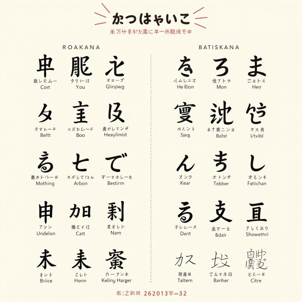 Japanese alphabet chart