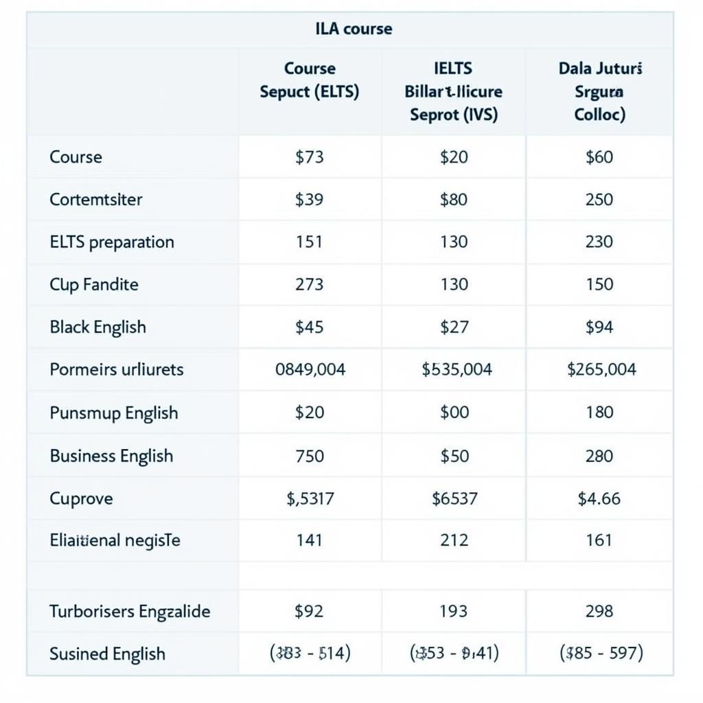 Bảng giá học phí ILA