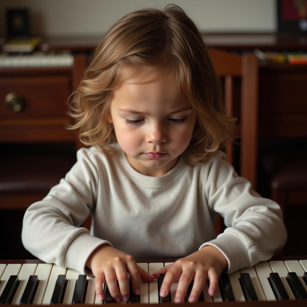 Bé học piano