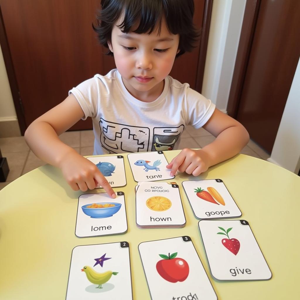 Bé học với thẻ flashcard