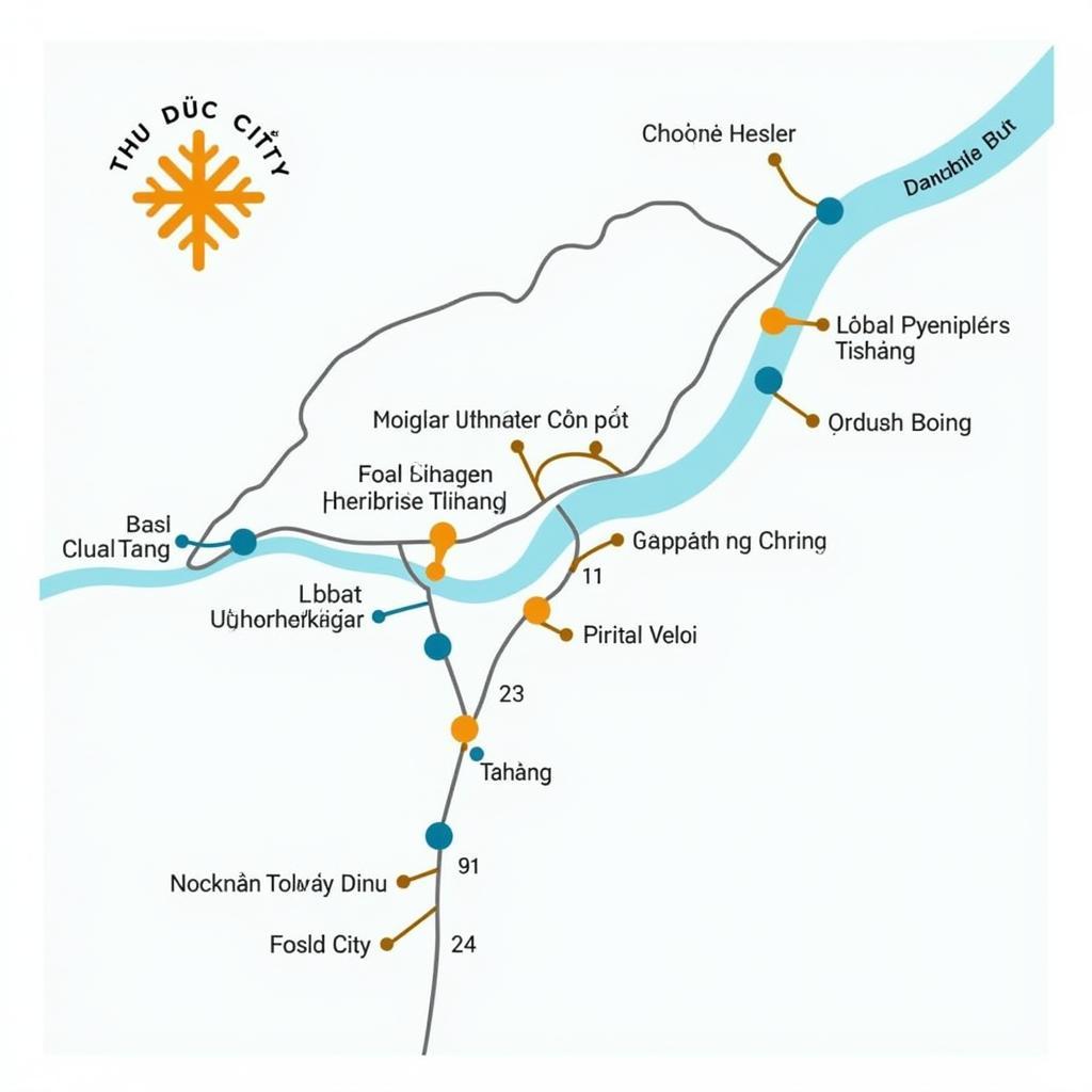 Bus routes map to Thu Duc City