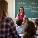 Confident student introducing herself