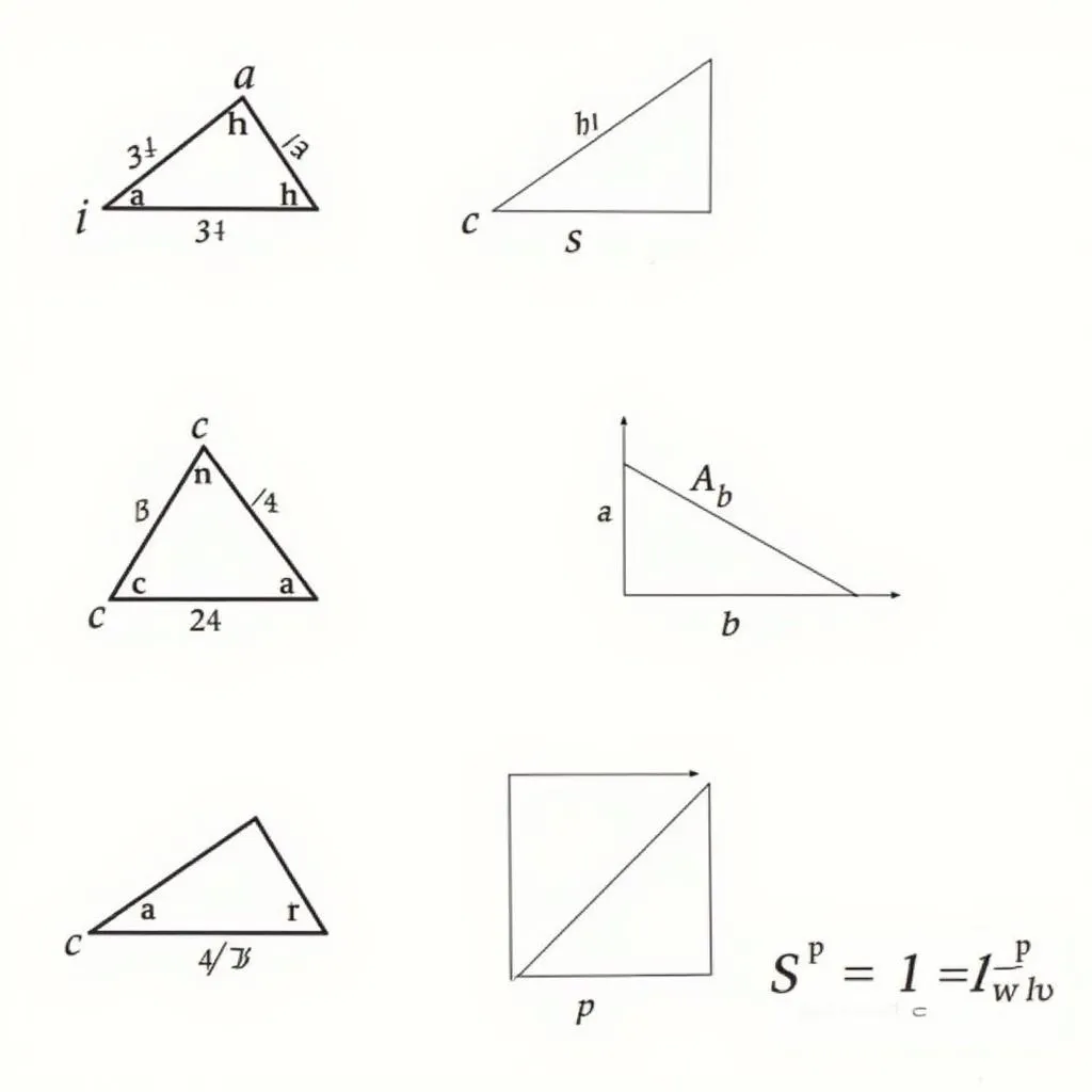 Hình ảnh minh họa các công thức tính diện tích tam giác