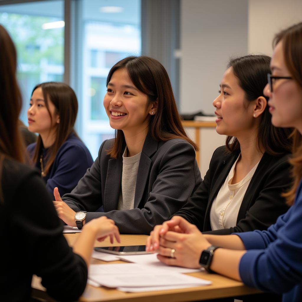 Study abroad students participating in university activities