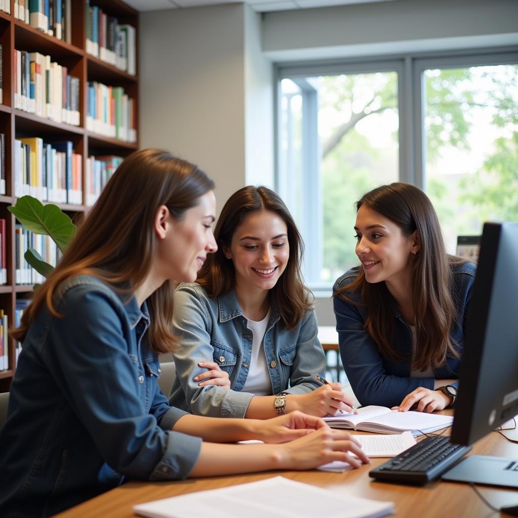 Students studying in a modern Australian university library