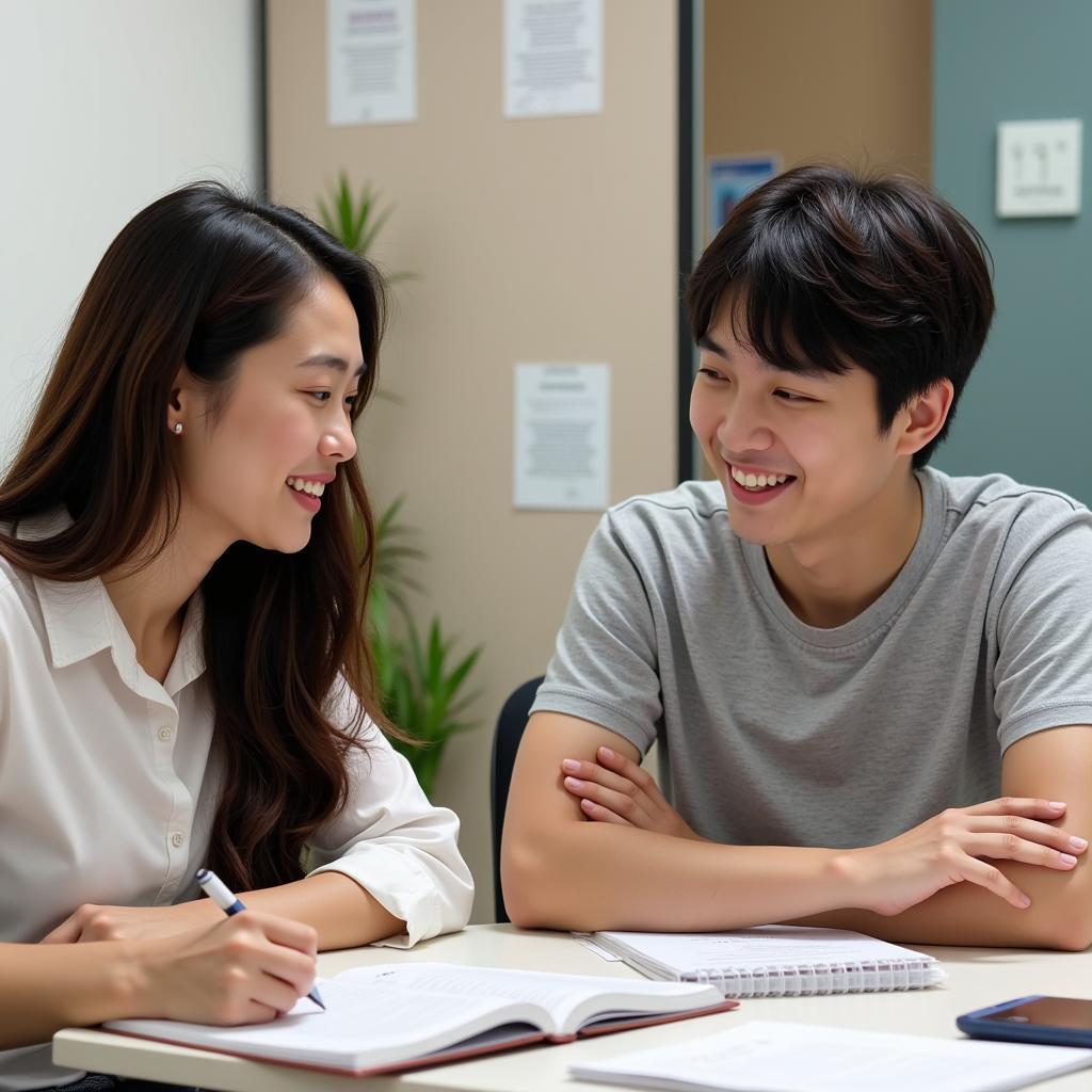 Giáo viên và học viên THPT Quang Trung trao đổi về IELTS