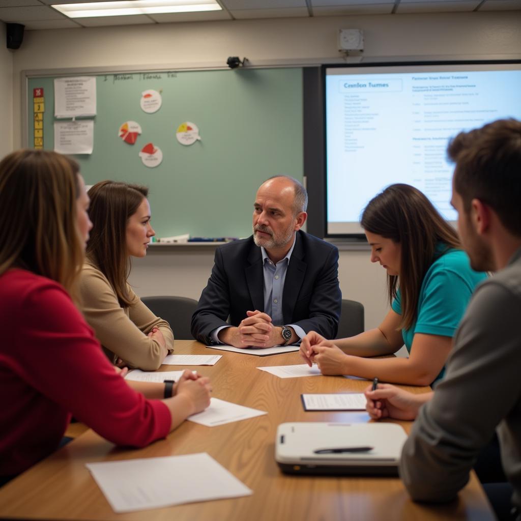 Teacher and parents discussing about students