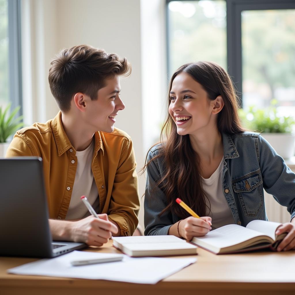 Two students studying together