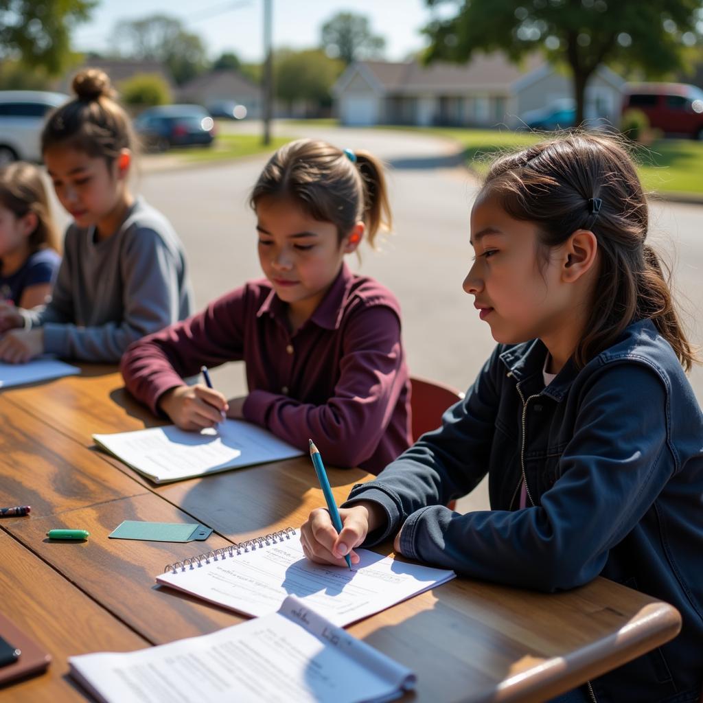 Students participating in a traffic safety quiz