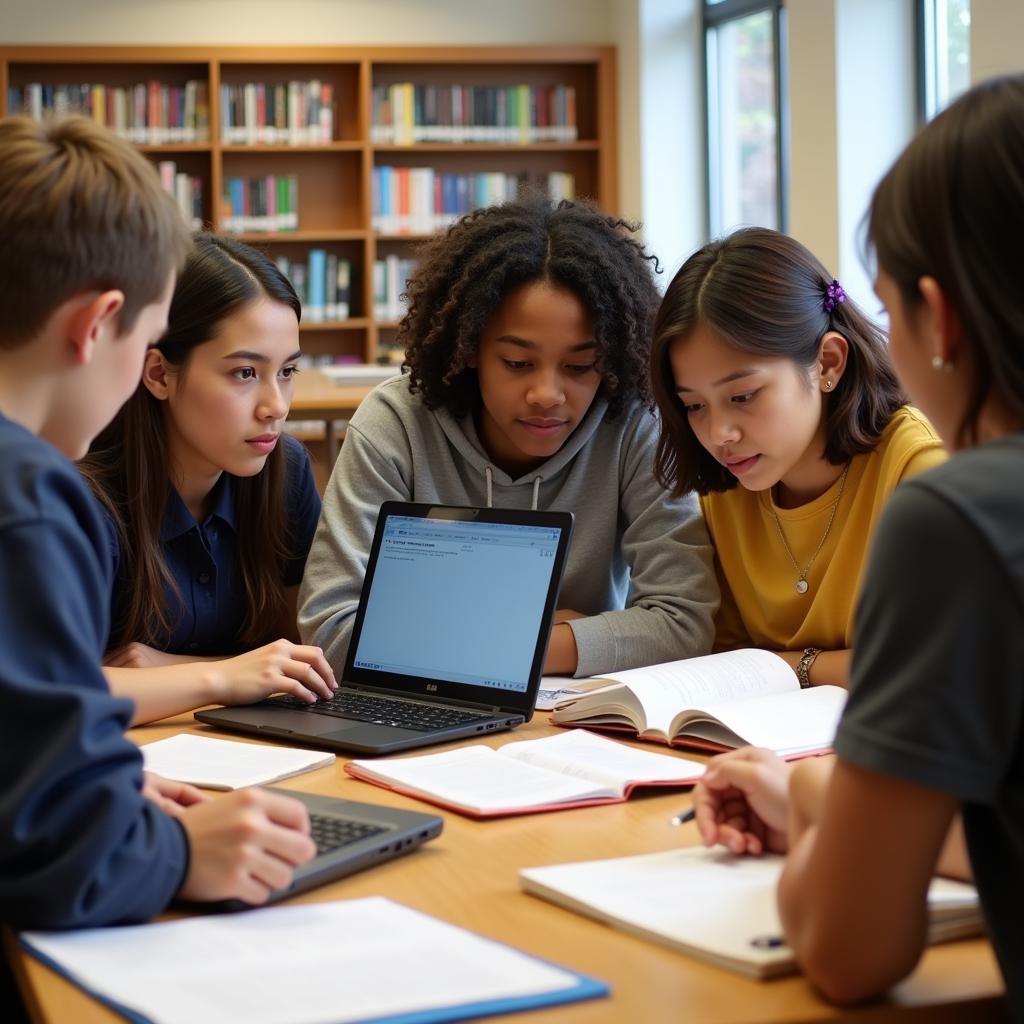 High school students researching