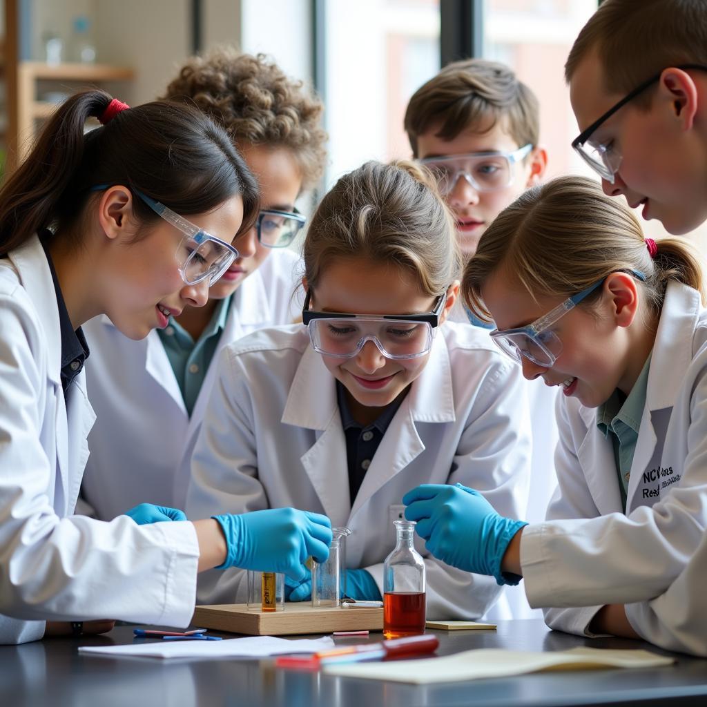 High School Students Conducting Experiment