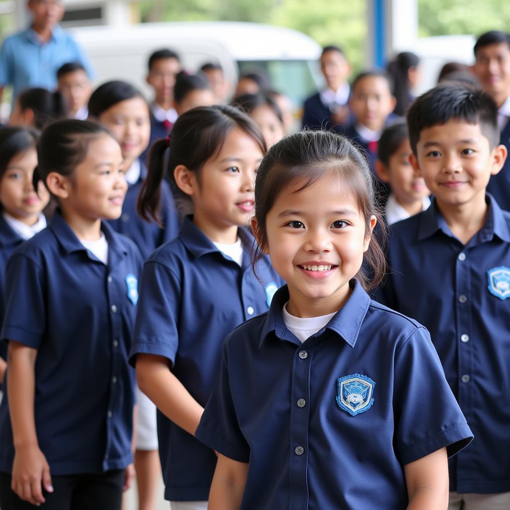 Học sinh THPT Quang Trung trong ngày khai giảng