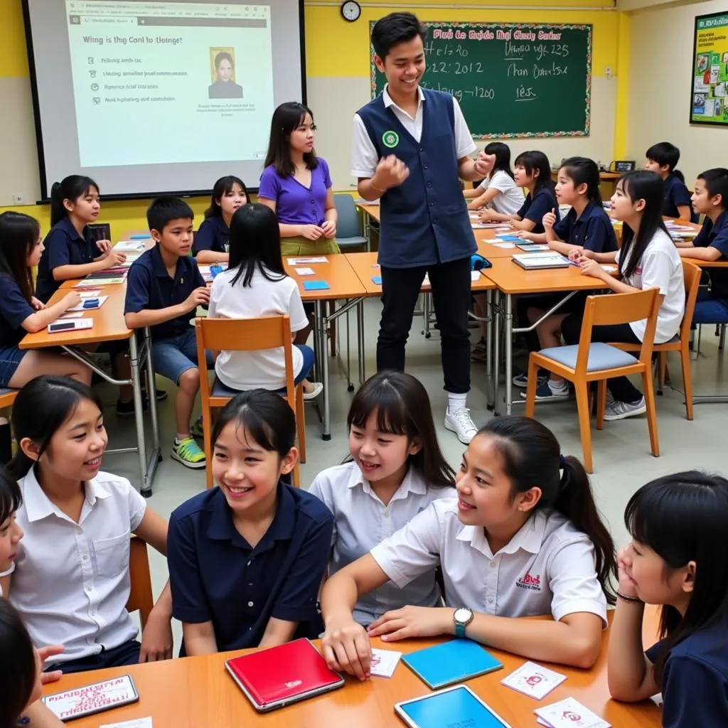 Students of THPT Quang Trung participating in English club