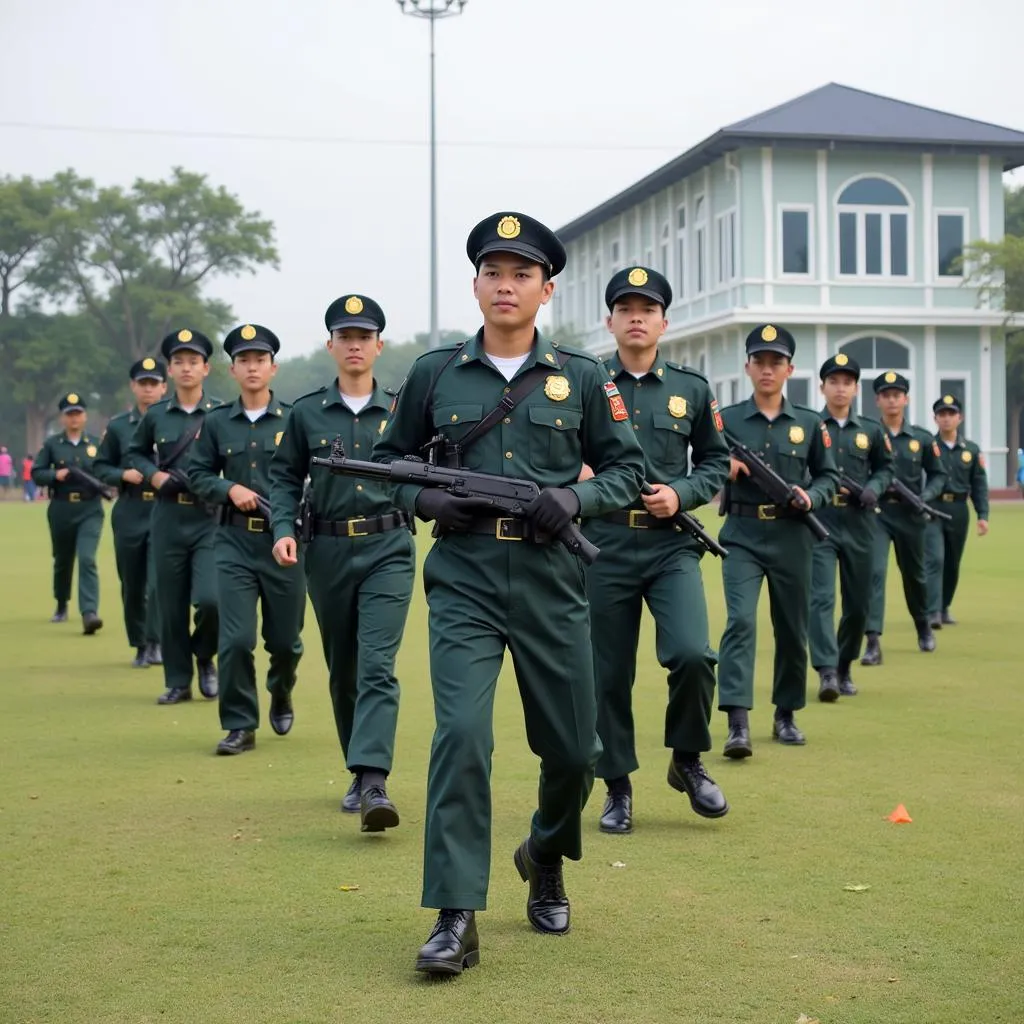 Học viên Đại học An Ninh tập luyện