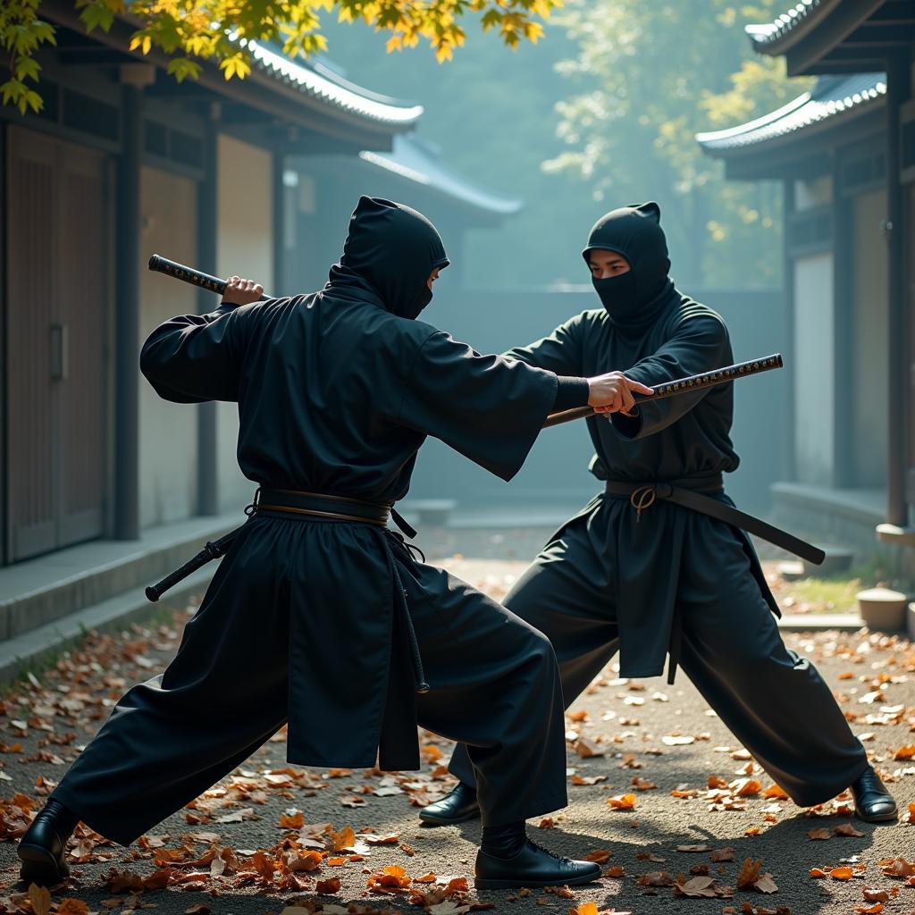 Ninja đang luyện tập võ thuật