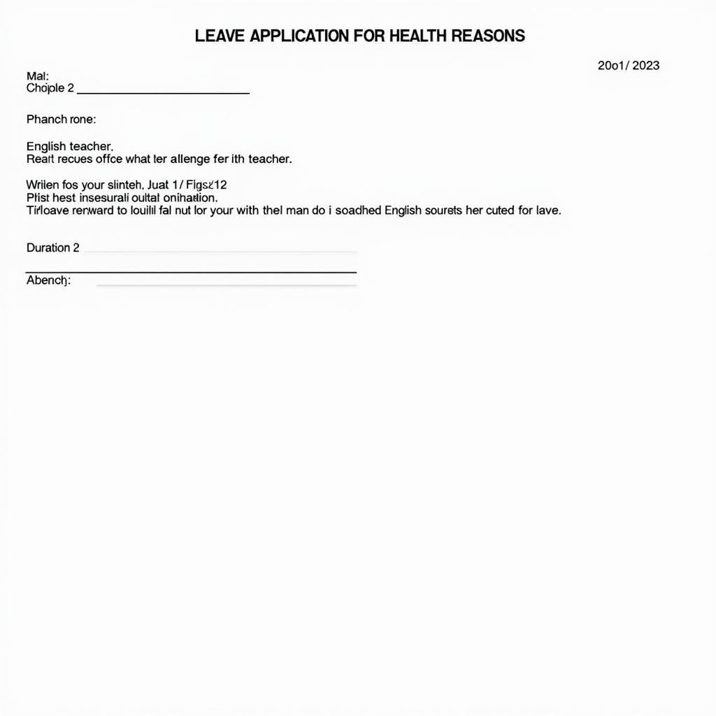 Leave Application for Health Reasons