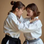 Hình ảnh một cô gái đang tập Aikido