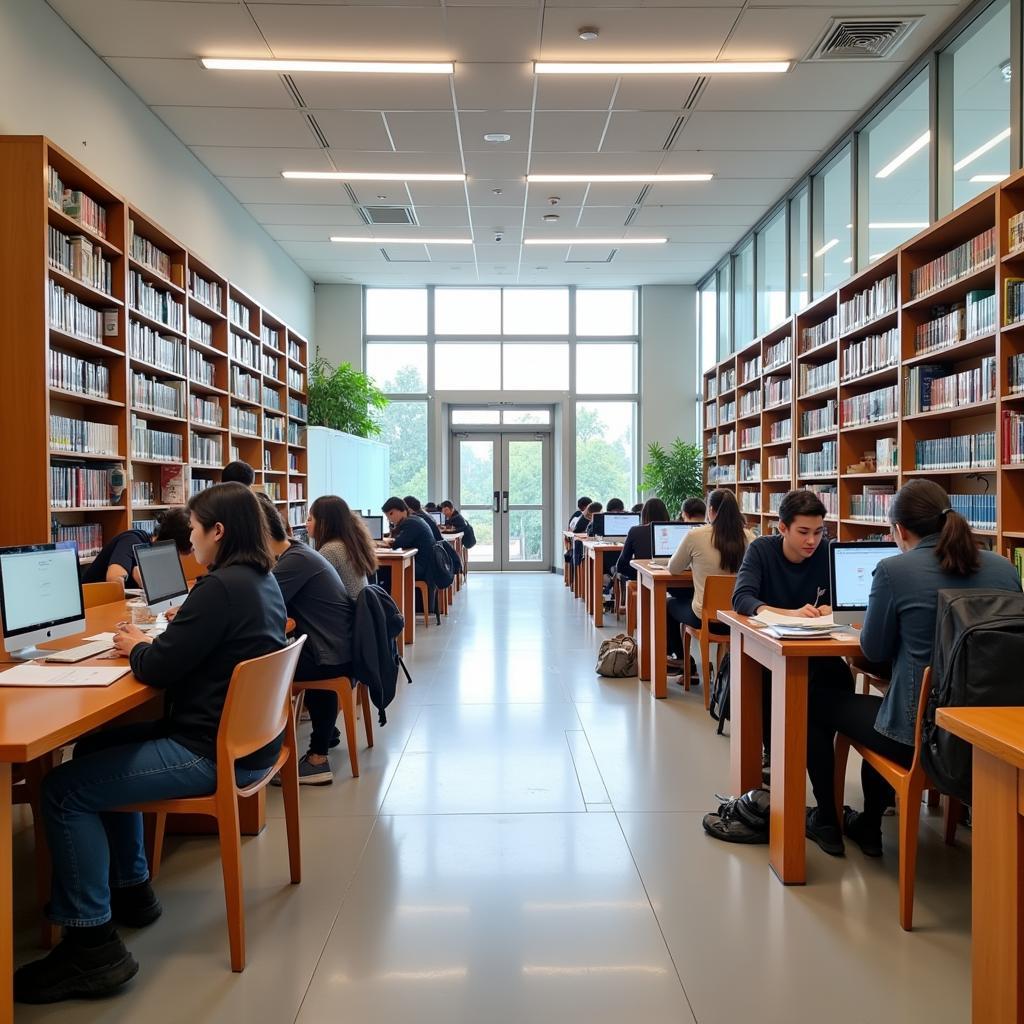 Students of Da Nang University of Economics studying in the university library