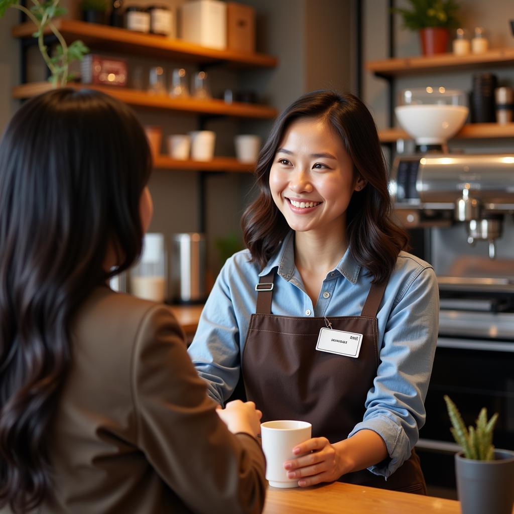 Sinh viên du học Canada làm thêm tại quán cà phê