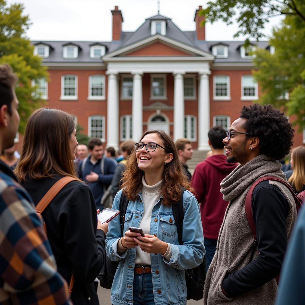 Sinh viên Harvard đang trao đổi sau giờ học