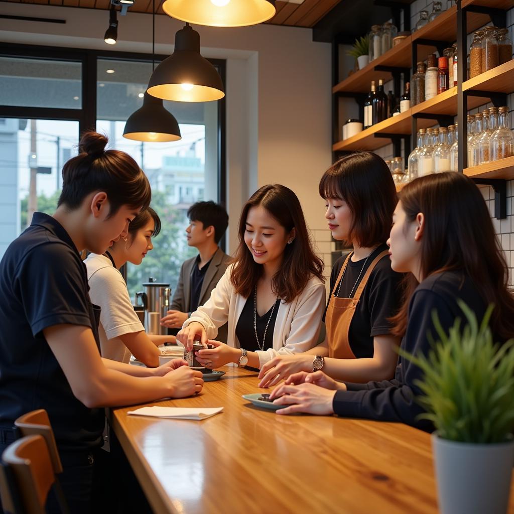 Sinh viên làm thêm tại quán cafe ở Seoul