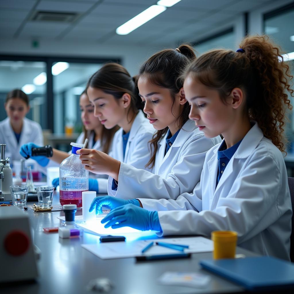 Students conducting research in a modern laboratory