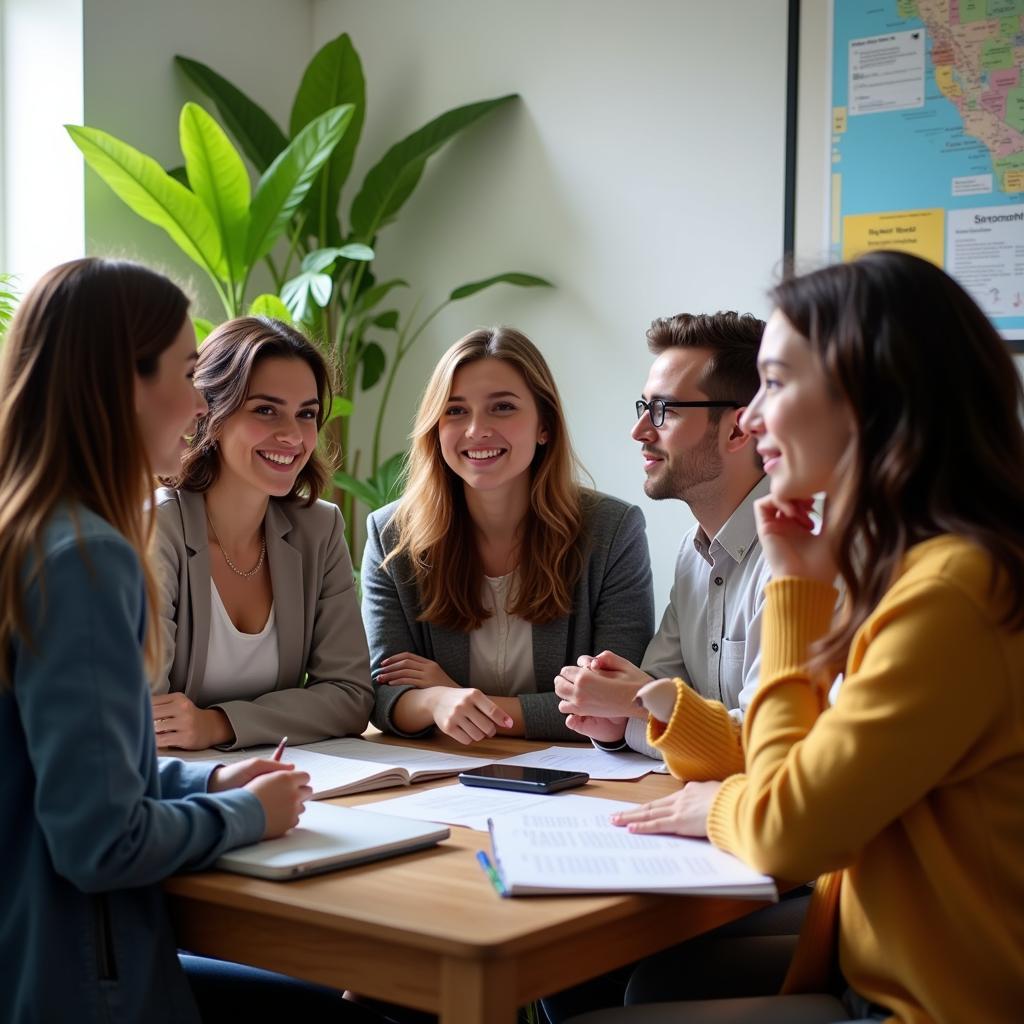 Students discussing in English