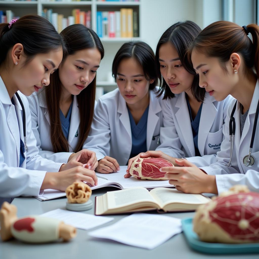 Medical students studying