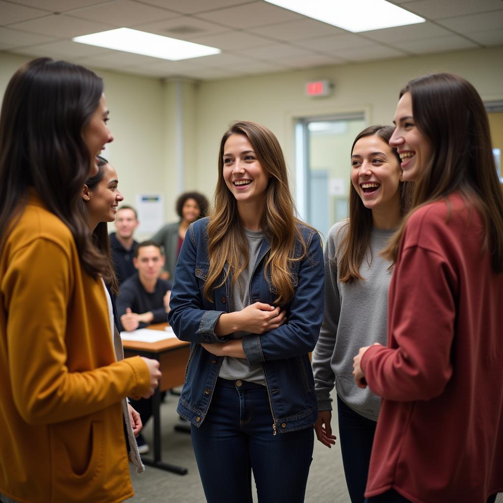 Students chatting after class