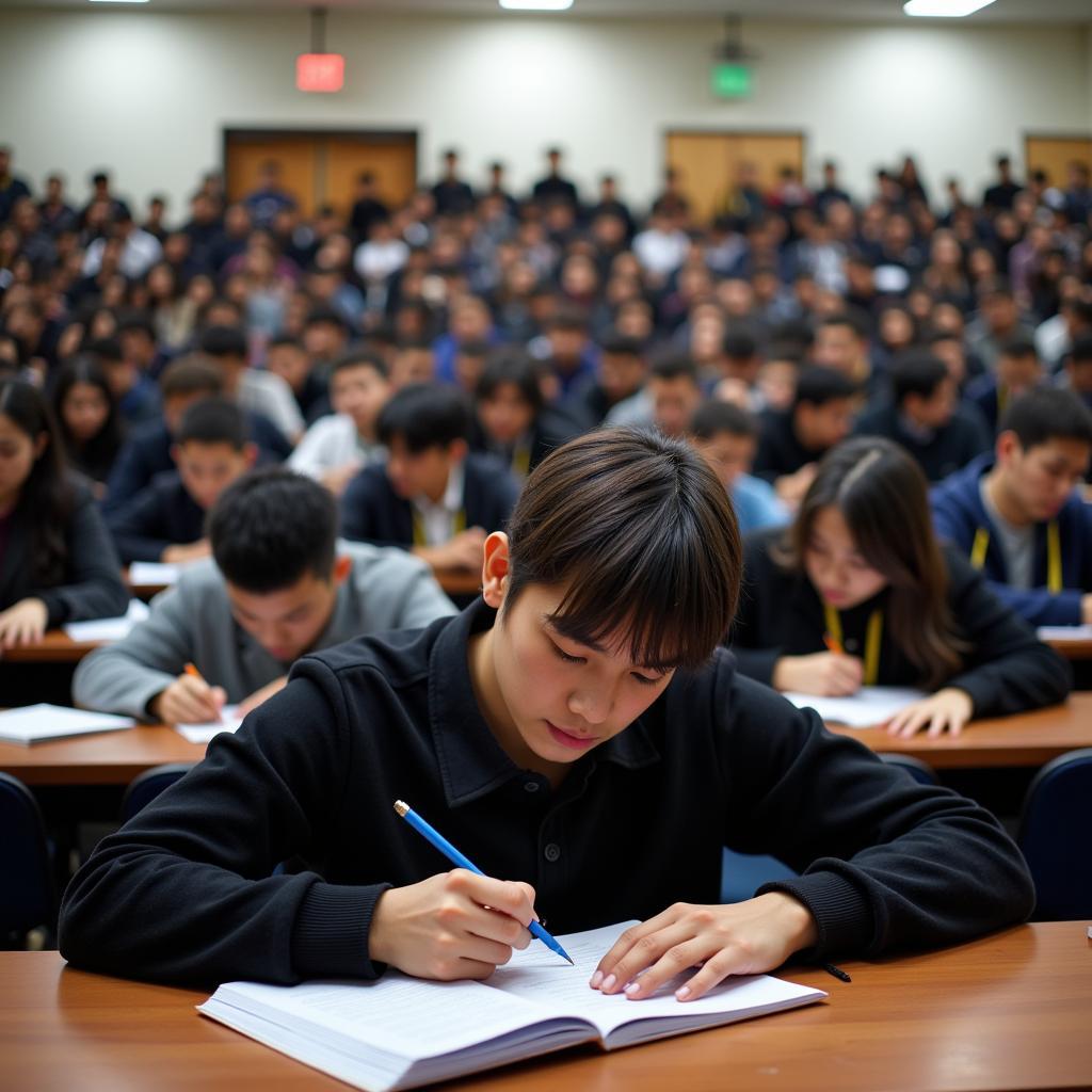 Students taking the university entrance exam