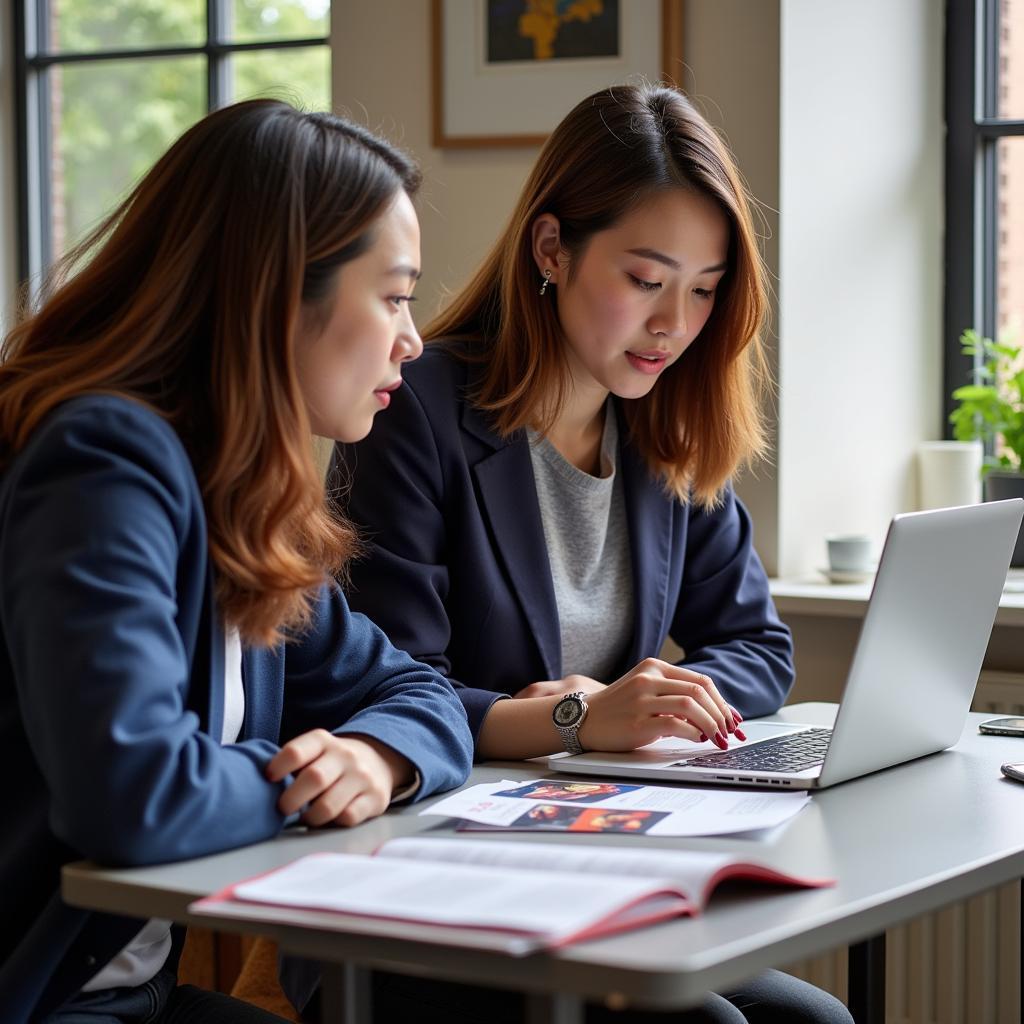 Students researching study abroad programs in Korea