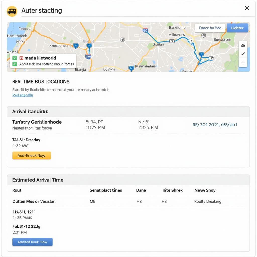 Bus tracking application interface