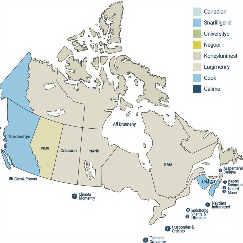 Bản đồ Canada với các bang nổi bật cho du học sinh