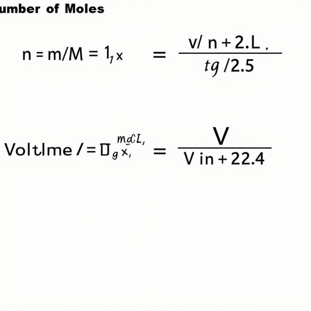 Công thức tính số mol