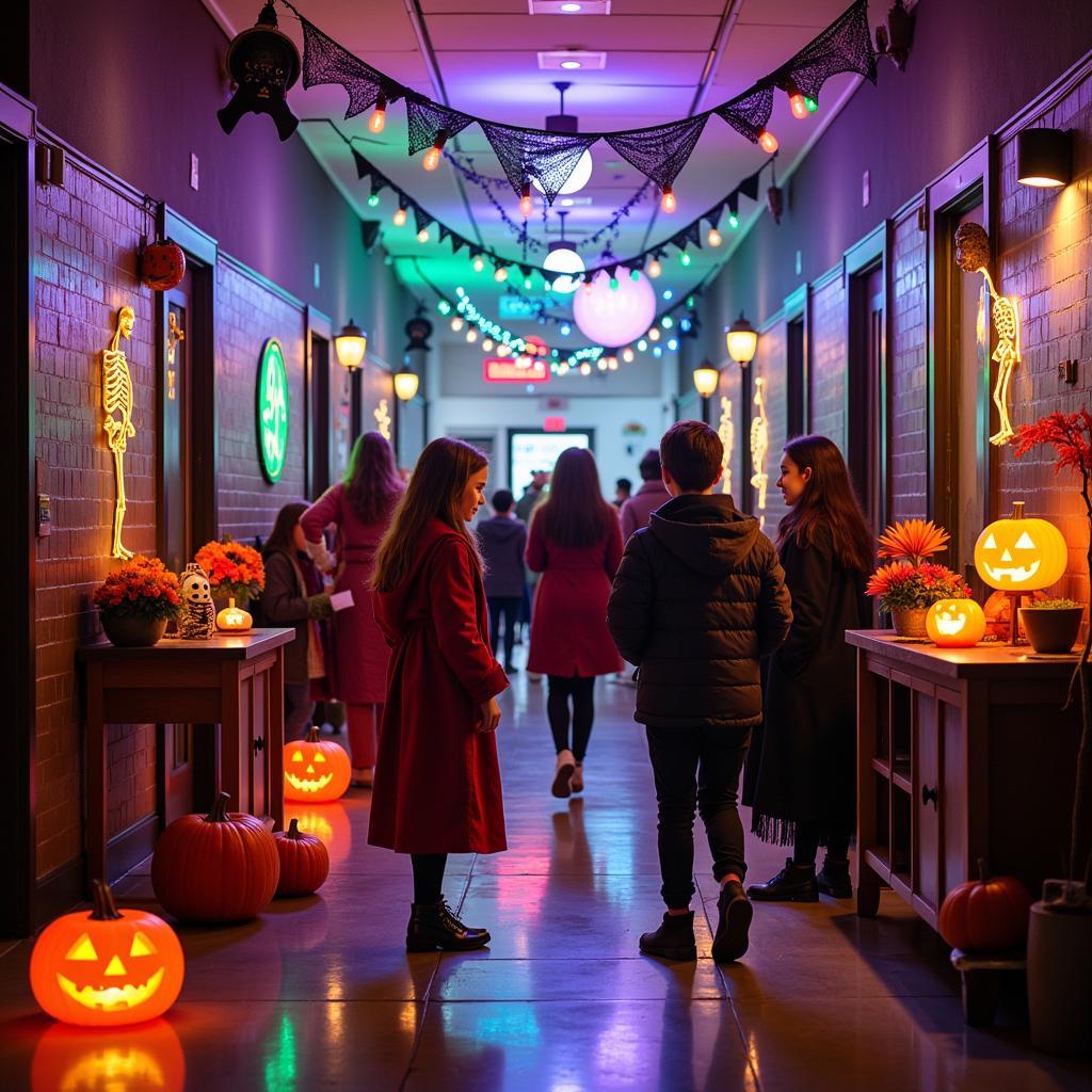 Trang trí Halloween đầy màu sắc tại trường học