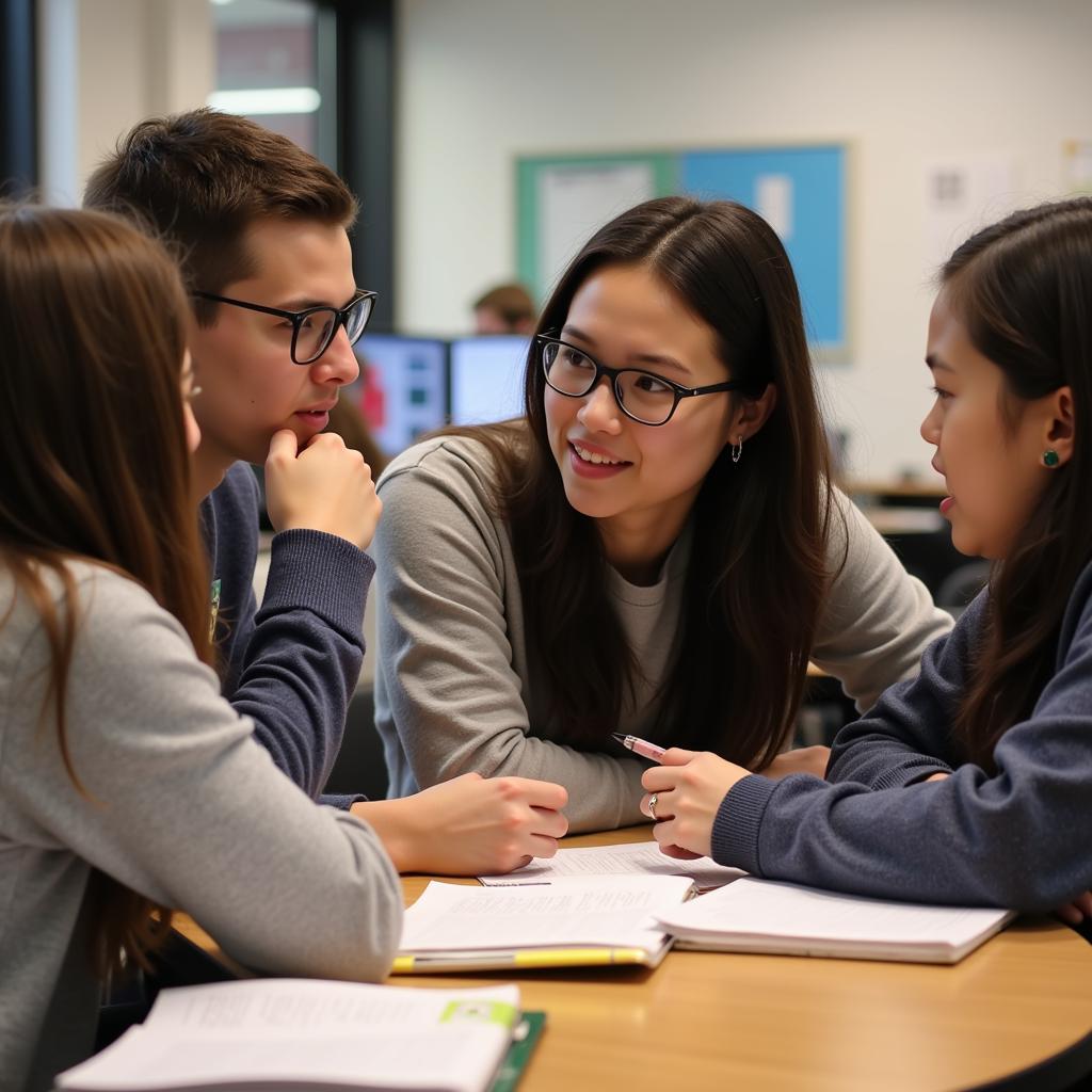 Students discussing in a group