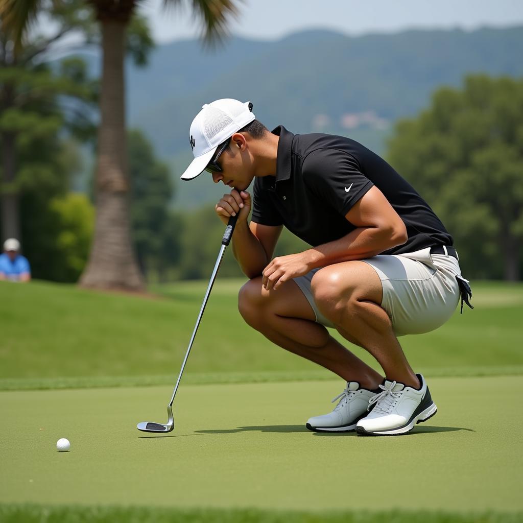 Golfer thực hiện cú putting trên green