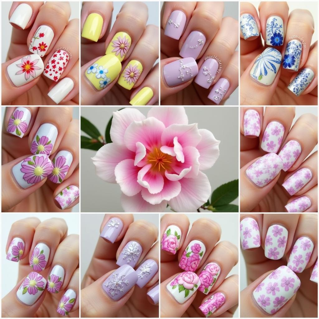 Các mẫu nail đắp hoa bột đẹp và ấn tượng