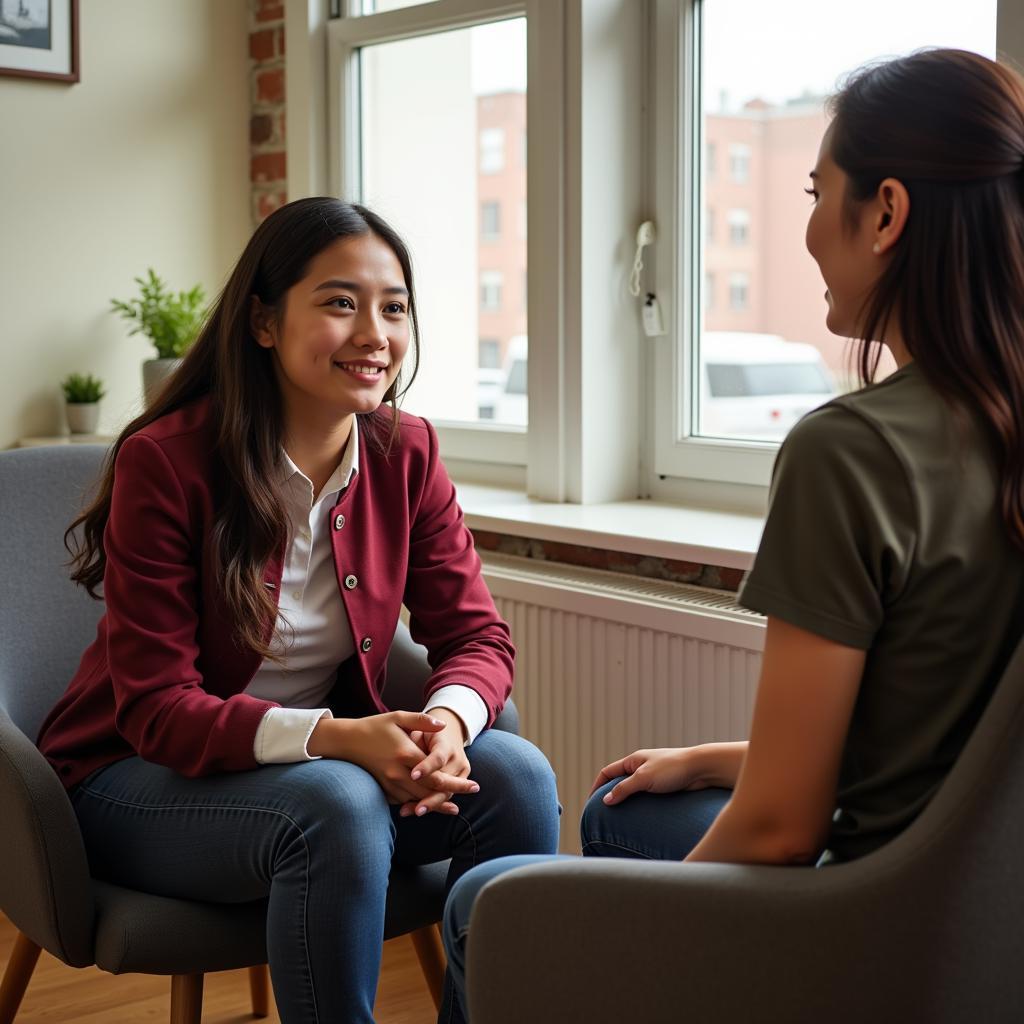 High school student receiving counseling support