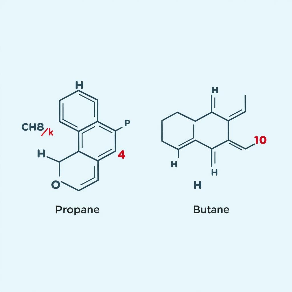 Công thức hóa học của khí gas (propan và butan)