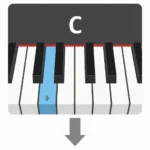 Vị trí nốt Đô trên bàn phím piano được làm nổi bật