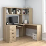 Bàn học chữ L có giá sách tiện lợi