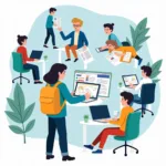 Học sinh đang tìm hiểu thông tin về các trường đại học