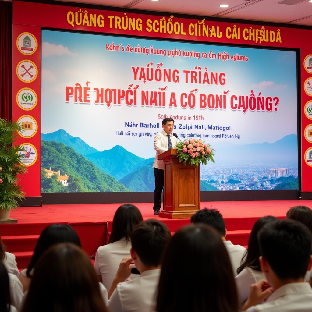 Hiệu trưởng THPT Quang Trung phát biểu tổng kết năm học