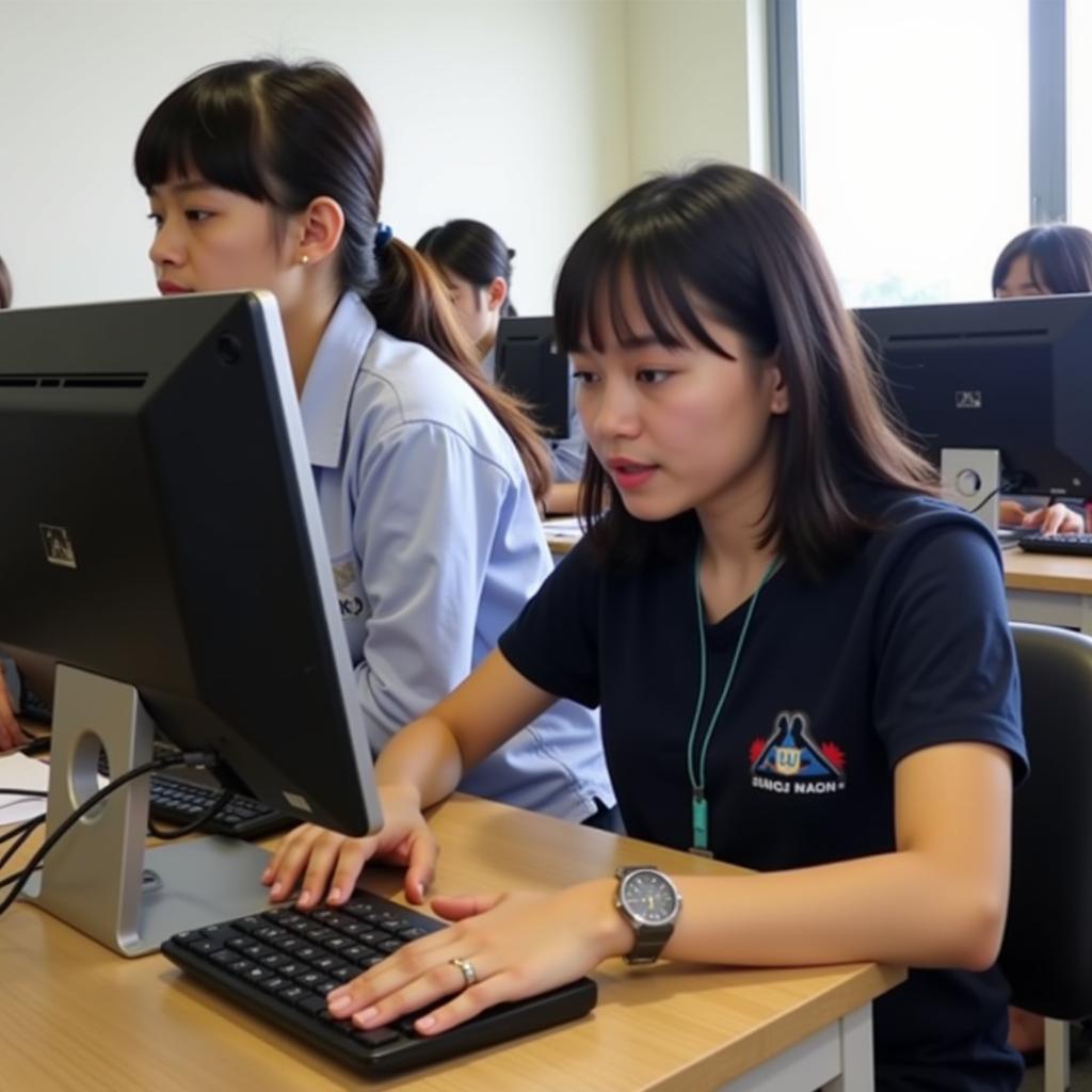 Hình ảnh học viên đang học tập tại Học viện Tin học Ngôi Sao.