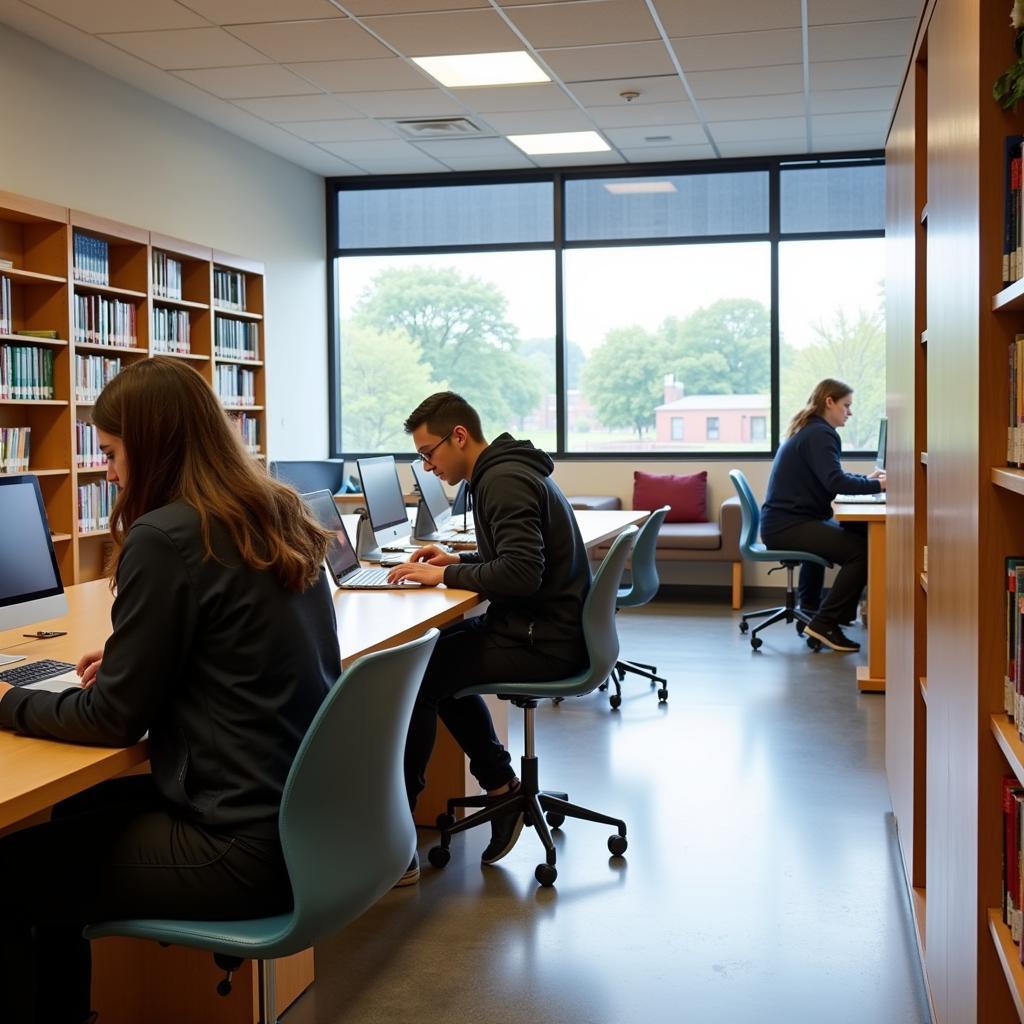 Sinh viên học tập tại thư viện