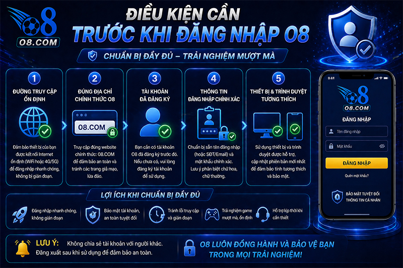 Điều kiện cần để đăng nhập O8