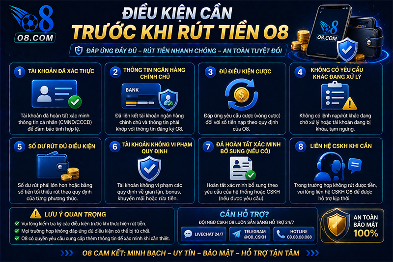 Điều kiện rút tiền tại O8